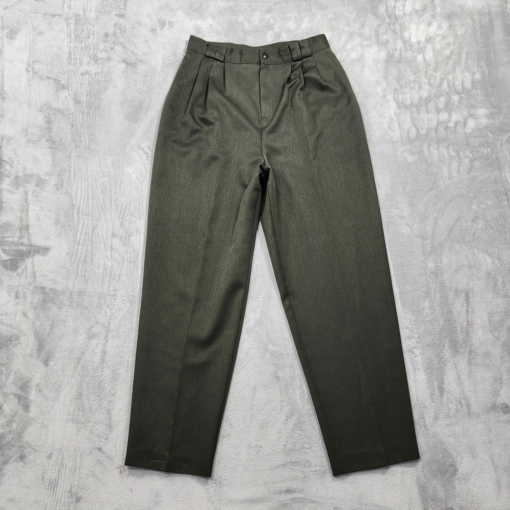 Vintage Stringbean Pants Womens M Green High Rise Pleated Tapered Twill Preppy